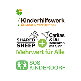 Logo der Partner (Caritas, Kinderhilfe, SOS Kinderdorf)