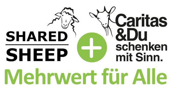 Logo Caritas und Shared Sheep