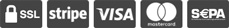 Icons SSL, Stripe, Visa, Mastercard, SEPA